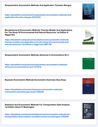 Econometric Methods With Applications In Business And Economics Heij | PDF