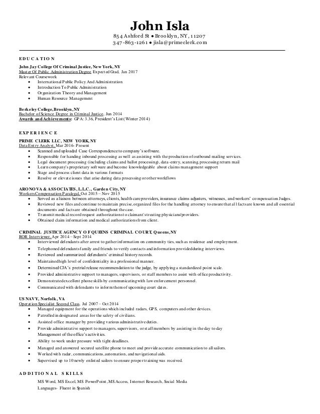 prime clerk resume 2016