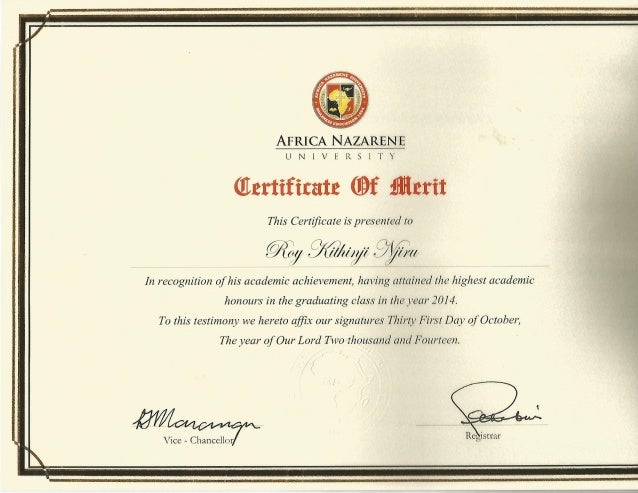 merit certificate