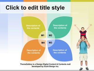 Click to edit title style ThemeGallery is a Design Digital Content & Contents mall developed by Guild Design Inc. Description of the contents Description of the contents Description of the contents M1 M2 M4 M3 Description of the contents 