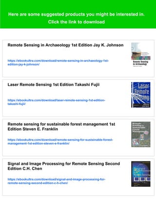 Satellite Remote Sensing for Archaeology 1st Edition Sarah H. Parcak | PDF