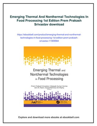 Emerging Thermal And Nonthermal Technologies In Food Processing 1st ...