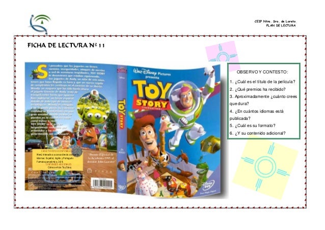 Resultado de imagen de comprension lectora TOY STORY