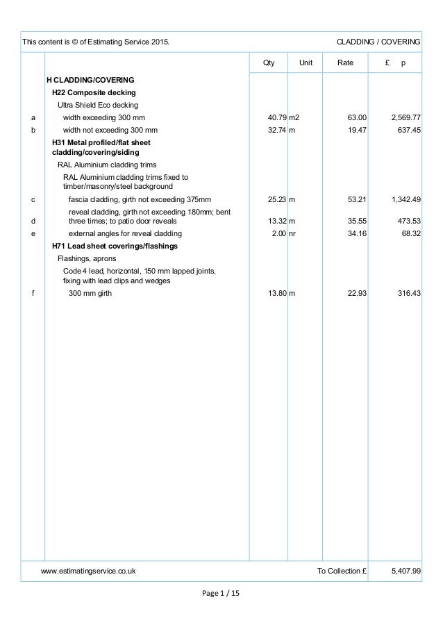 Smm7 Bill Of Quantities