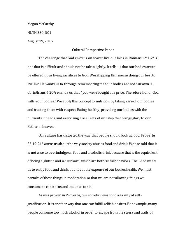 HLTH 330-Cultural Perspective Paper