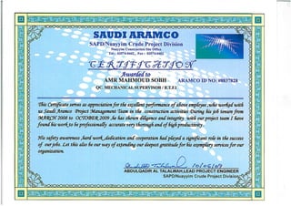 Aramco Appreciation Certificate