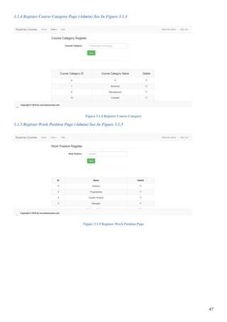 47
3.1.4 Register Course Category Page (Admin) See In Figure 3.1.4
Figure 3.1.4 Register Course Category
3.1.5 Register Work Position Page (Admin) See In Figure 3.1.5
Figure 3.1.5 Register Work Position Page
 