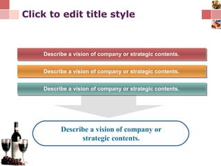 Click to edit title style Describe a vision of company or strategic contents. Describe a vision of company or strategic contents. Describe a vision of company or strategic contents. Describe a vision of company or strategic contents. 