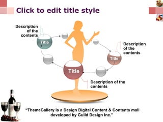 Click to edit title style Title Title Title Description of the contents Description of the contents Description of the contents “ ThemeGallery is a Design Digital Content & Contents mall developed by Guild Design Inc.” 