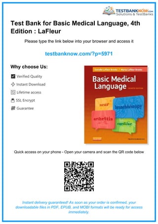 Comprehensive Test Bank for Basic Medical Language, 4th Edition by ...