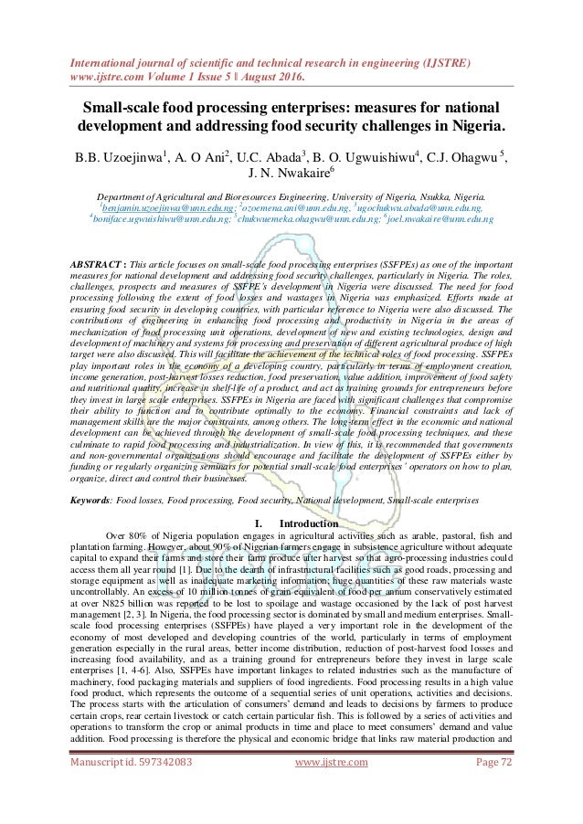 Understanding And Addressing Processing >> Small Scale Food Processing Enterprises Measures For National Develo Understanding And Addressing Processing >> Small Scale Food Processing Enterprises Measures For National Develo