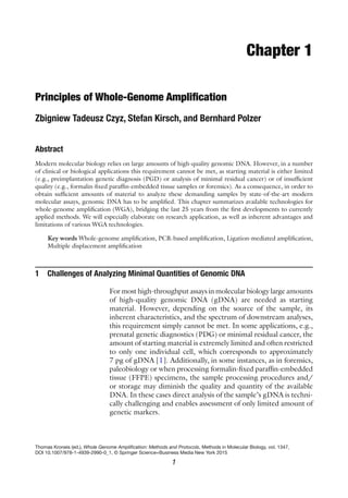 Whole Genome Amplification Methods and Protocols 1st Edition Thomas ...