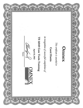 Harris Core Tools Certificate