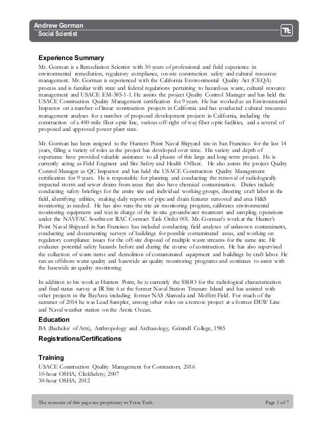andrew gorman resume 2015