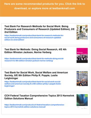 Research Methods for Social Work Rubin 8th Edition Test Bank | PDF