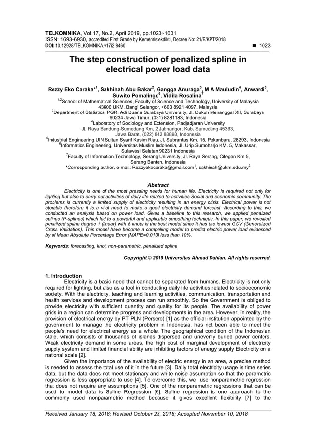 The step construction of penalized spline in electrical power load data ...