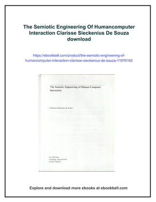 The Semiotic Engineering Of Humancomputer Interaction Clarisse ...