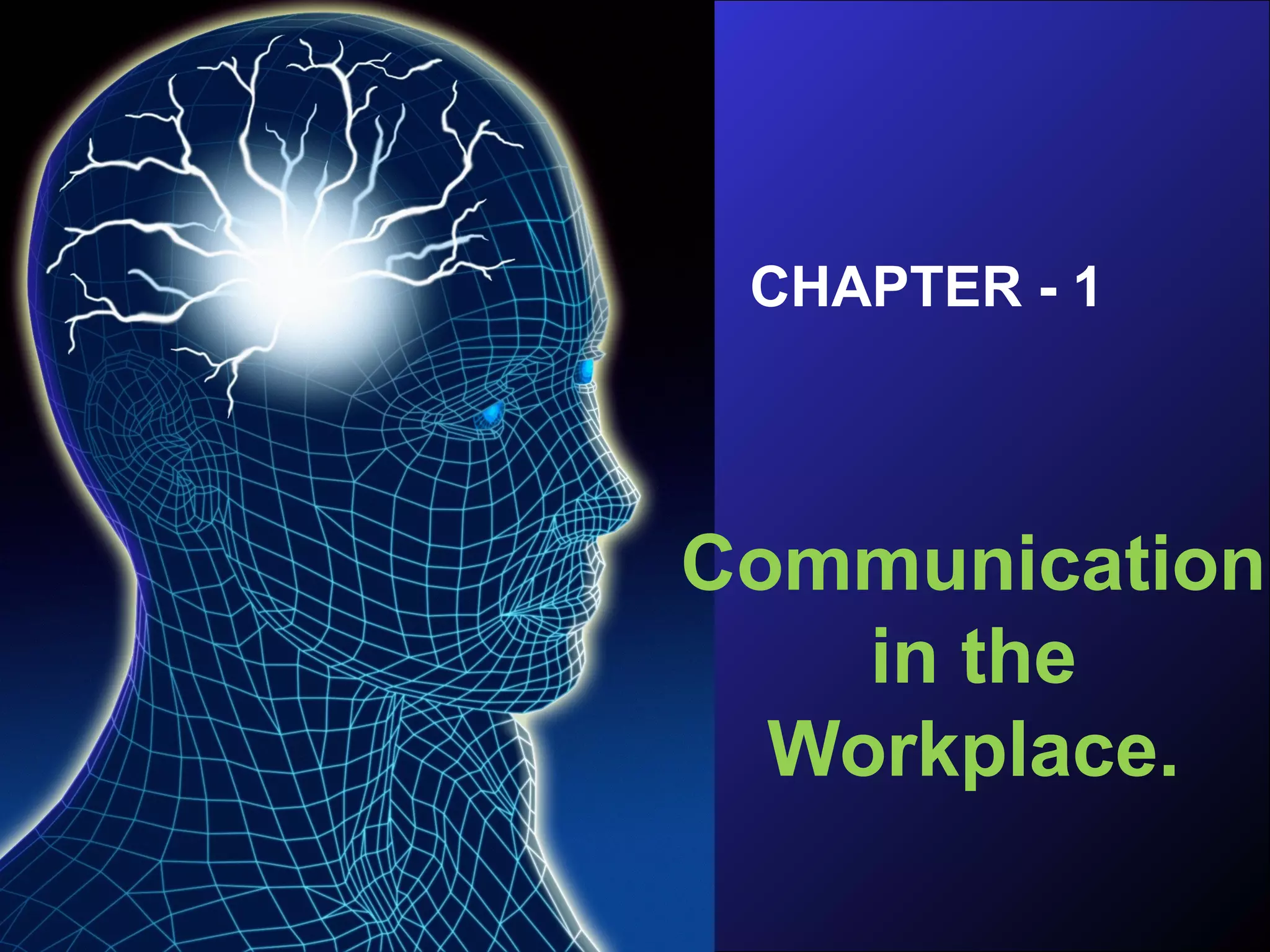 Communication
in the
Workplace.
CHAPTER - 1
 
