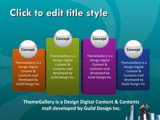Click to edit title style ThemeGallery is a Design Digital Content & Contents mall developed by Guild Design Inc. Concept Concept Concept Concept ThemeGallery is a Design Digital Content & Contents mall developed by Guild Design Inc. ThemeGallery is a Design Digital Content & Contents mall developed by Guild Design Inc. ThemeGallery is a Design Digital Content & Contents mall developed by Guild Design Inc. ThemeGallery is a Design Digital Content & Contents mall developed by Guild Design Inc. 