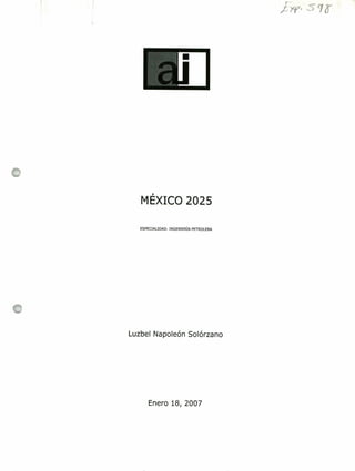 MÉXICO 2025
ESPECIALIDAD: INGENIERÍA PETROLERA
Luzbel Napoleón Solórzano
Enero 18, 2007
 