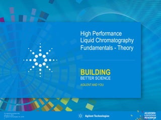 For teaching purpose only
January 4, 2023
© Agilent Technologies, Inc. 2016
1
BUILDING
BETTER SCIENCE
AGILENTAND YOU
High Performance
Liquid Chromatography
Fundamentals - Theory
 
