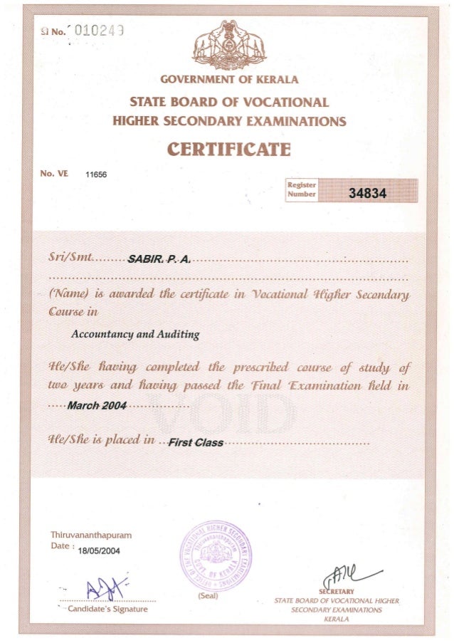 plus two certificate