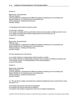 Audit Testing Conclusion Sample Auditing A Practical Approach Canadian 3rd Edition Moroney Test Bank | PDF