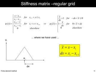 Finite element method 15
Stiffness matrix –regular grid
... where we have used ...


















 ...