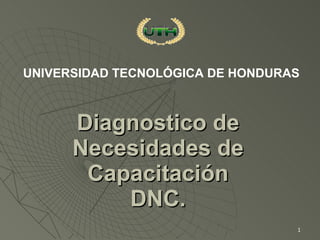 UNIVERSIDAD TECNOLÓGICA DE HONDURAS



      Diagnostico de
      Necesidades de
       Capacitación
          DNC.
                                  1
 
