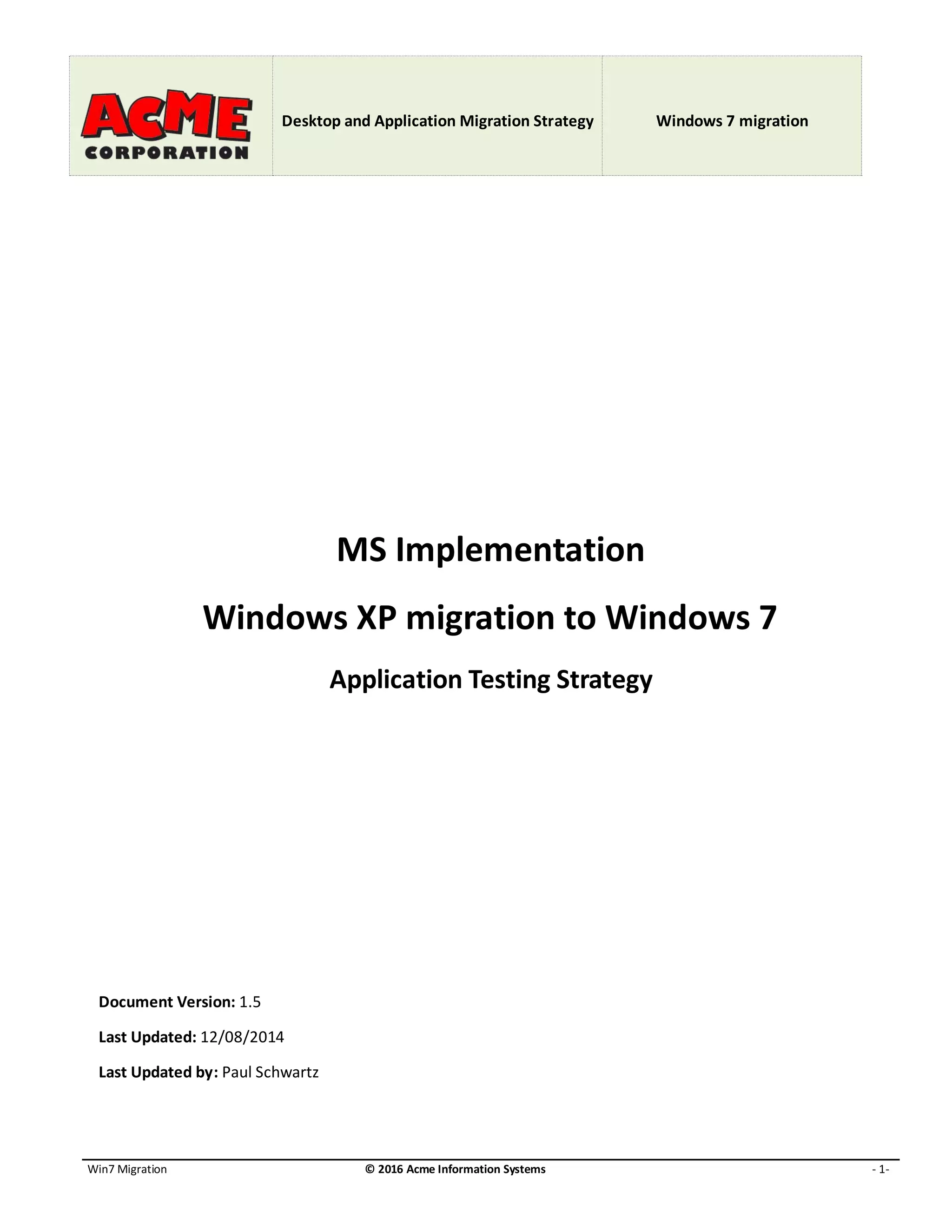 Acme WIndows 7 Migration Strategy PDF