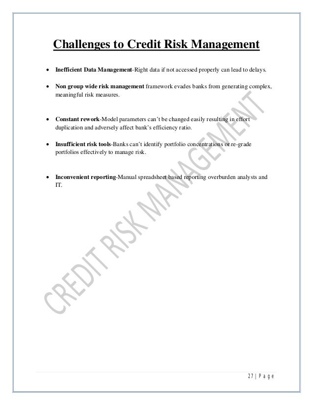 A Report On Credit Risk Management In Banks