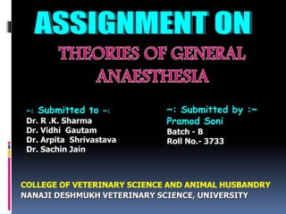 ~: Submitted by :~
Pramod Soni
Batch - B
Roll No.- 3733
COLLEGE OF VETERINARY SCIENCE AND ANIMAL HUSBANDRY
NANAJI DESHMUKH VETERINARY SCIENCE, UNIVERSITY
~: Submitted to ~:
Dr. R .K. Sharma
Dr. Vidhi Gautam
Dr. Arpita Shrivastava
Dr. Sachin Jain
 