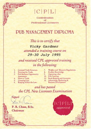 Diploma in Pub Management