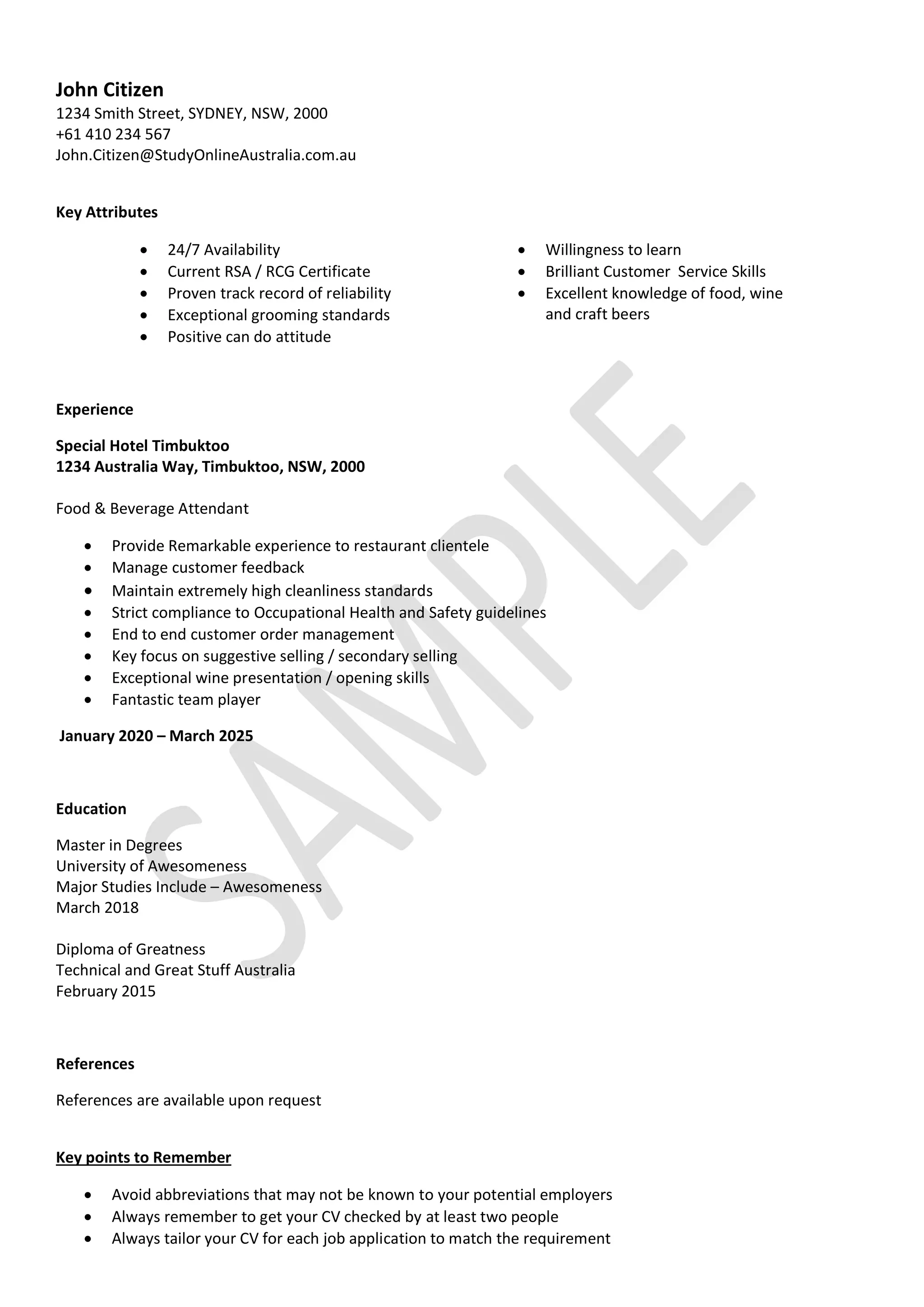 Hospitality resume sample PDF - Hospitality Resume Sample 1 2048 
