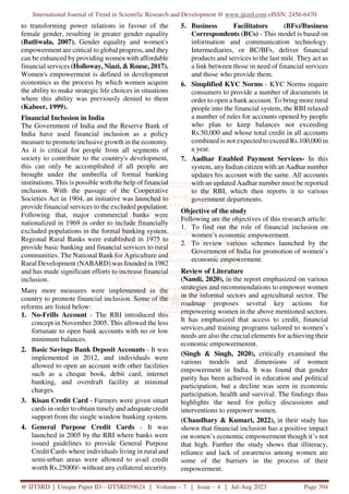 A Study of the Role of Financial Inclusion in Womens Empowerment | PDF