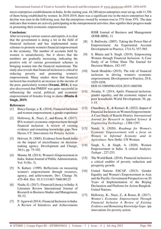 A Study of the Role of Financial Inclusion in Womens Empowerment | PDF