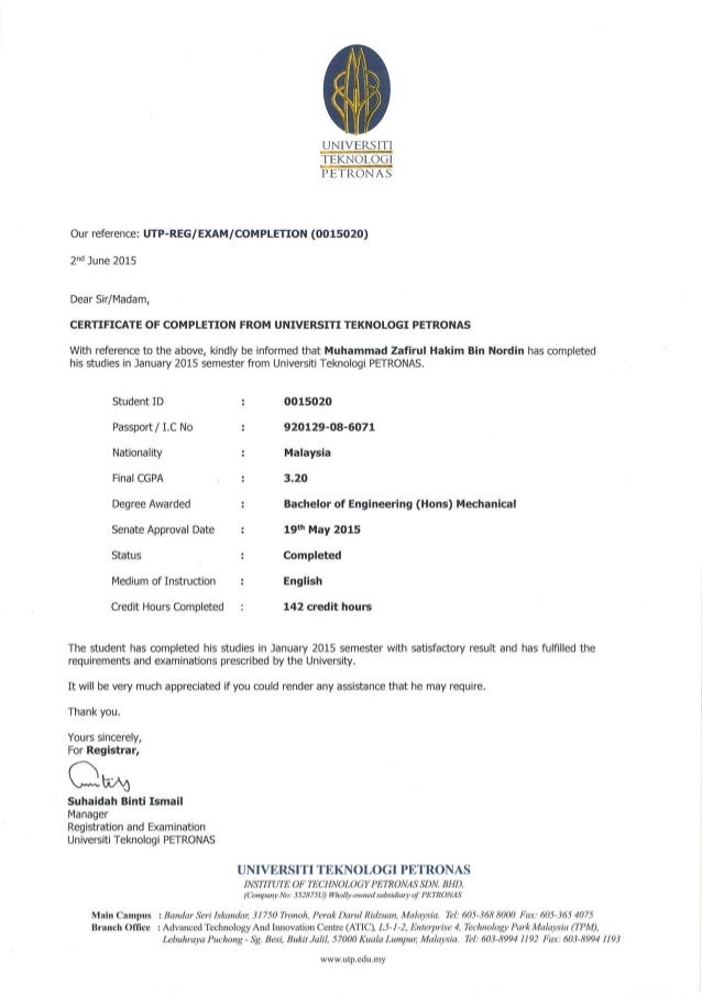 letter verification client Letter completion University study