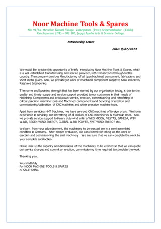 Noor Machine Tools | PDF