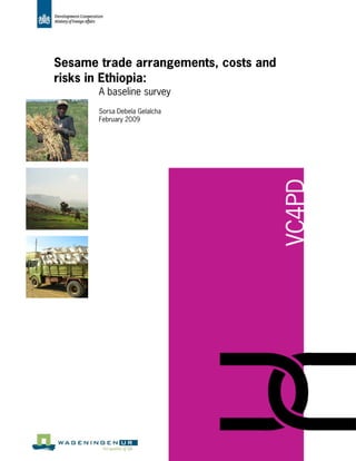 Sesame trade arrangements, costs and
risks in Ethiopia:
A baseline survey
Sorsa Debela Gelalcha
February 2009
 