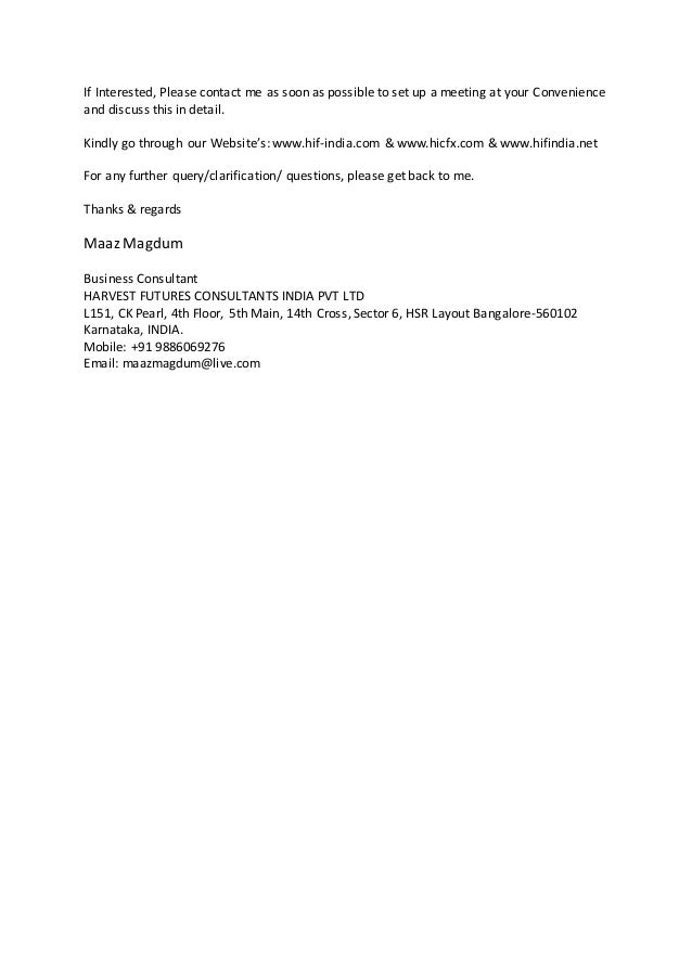 harvest business proposal