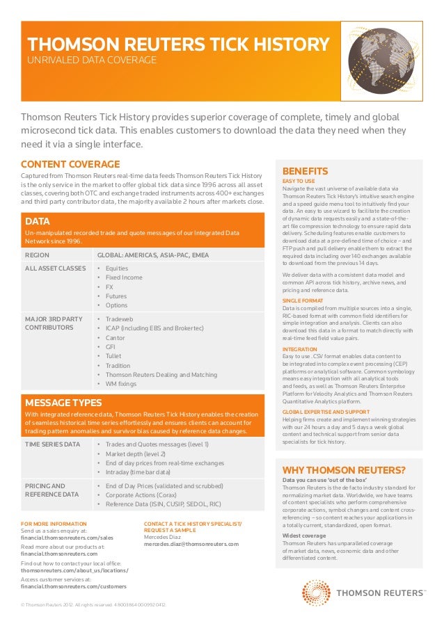 Thomson Reuters Tick History Overview - 