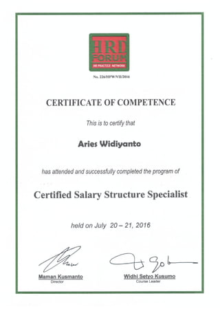 Certified Salary Structure Specialist