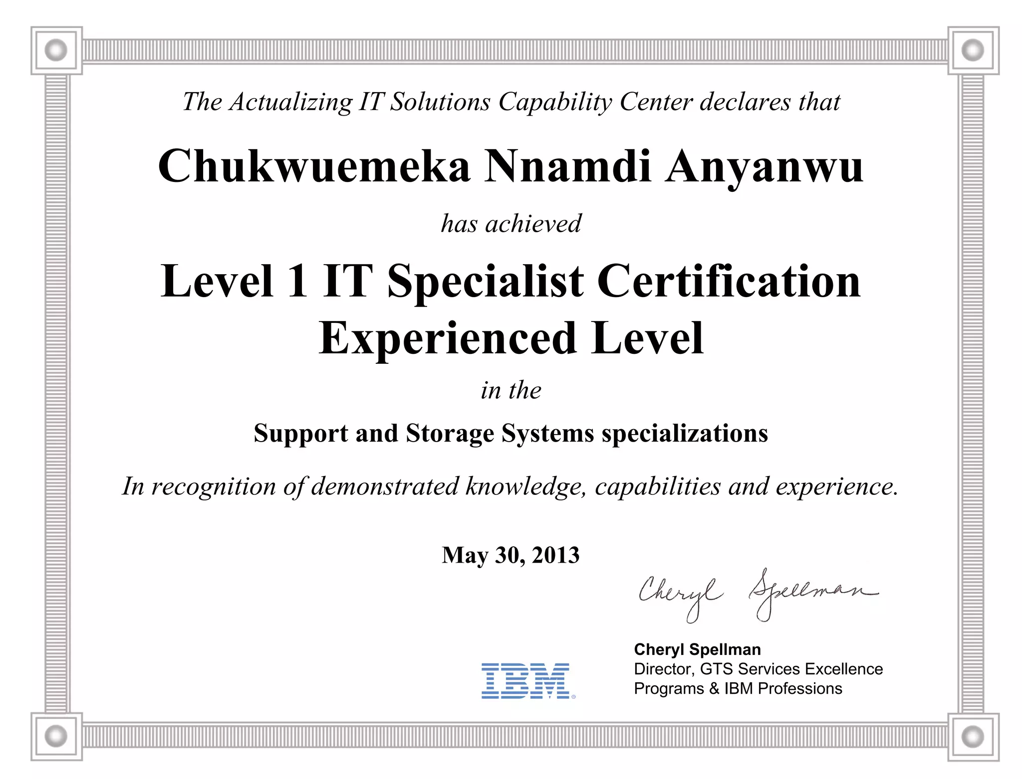 IT SPECIALIST CERTIFICATE | PDF