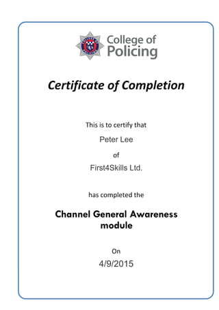 College of Policing - Channel General Awareness