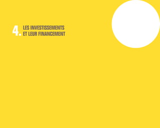 Deux fois par an, en mai puis en novembre, les entreprises sont 
interrogées sur le montant des dépenses d’investissement engagées 
ou prévues pour l’année civile en cours ( année N ). Ces investissements 
sont détaillés selon leur nature immobilière, mobilière ou incorporelle. 
Le plan de financement correspondant est également demandé. 
Les dirigeants sont ensuite invités à indiquer l’évolution du montant 
des investissements de l’année N (« en hausse », « stable » ou 
« en baisse ») par rapport à l’année précédente N-1, ce qui permet 
de bâtir un indicateur du volume d’investissement, en solde 
d’opinion. En outre, dans l’enquête de fin d’année, une première 
estimation de l’évolution prévue pour l’année suivante N+1 
est sollicitée, toujours de façon qualitative. 
PME 59e ENQUÊTE DE CONJONCTURE JUILLET 2014 Bpifrance 61 
 
