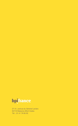 • INDICATEUR D’EMPLOI POUR L’ANNÉE EN COURS (N) 
PAR RAPPORT À LA FIN DE L’ANNÉE PRÉCÉDENTE (N-1) 
SOLDE DES OPINIONS OPPOSÉES EN % - 12 (- 16 points) 
- 3 (- 10 points) 
- 5 (- 11 points) 
+ 3 (- 1 point) 
PME 59e ENQUÊTE DE CONJONCTURE JUILLET 2014 Bpifrance 93 
Les prévisions d’investissement sont en forte hausse chez les PMI 
de 100 à 249 salariés et encore en sensible recul chez celles de 
moins de 10 salariés. 
• INDICATEUR PRÉVISIONNEL DU VOLUME 
D’INVESTISSEMENT DES PMI POUR L’ANNÉE (N) 
EN COURS SELON LA TAILLE DE L’ENTREPRISE 
SOLDE DES OPINIONS OPPOSÉES EN % 
(Rappel en mai 2013 pour 2013) 
+ 27 (+ 7 points) 
PMI 
de 1 à 9 
salariés 
PMI 
de 10 à 19 
salariés 
PMI 
de 20 à 49 
salariés 
PMI 
de 50 à 99 
salariés 
PMI 
de 100 à 249 
salariés 
Source : Bpifrance. 
Les PMI exportatrices pensent légèrement accroître leurs 
investissements en 2014, avec un indicateur prévisionnel du 
volume d’investissement à + 6, à comparer à - 10 pour les non 
exportatrices. 
Les PMI « innovantes » devraient maintenir le volume d’investissement 
cette année (indicateur prévisionnel à - 1) contrairement aux 
« non innovantes » (- 8). 
Les PMI accroissent légèrement 
leurs effectifs depuis le début de 2014 
Le modeste rebond de l’activité a permis aux entreprises d’augmenter 
légèrement le nombre de leurs salariés, l’indicateur courant d’emploi 
remontant de 5 points en 6 mois, à + 5. 
20 
15 
10 
5 
0 
-5 
Mai 
2011 
Nov. 
2011 
Mai 
2012 
Nov. 
2012 
Mai 
2013 
Nov. 
2013 
Mai 
2014 
+ 17 
+ 19 
+ 8 
+ 3 
- 1 
0 
Source : Bpifrance. 
+ 5 
 