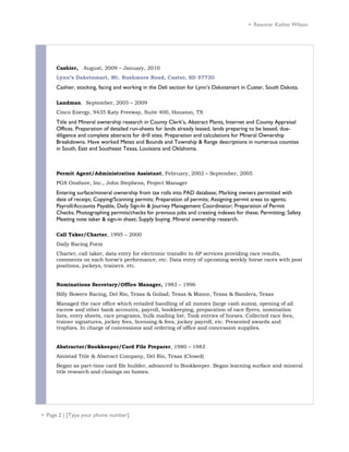 Kathie Wilson Resume PDF - Kathie Wilson Resume 2 320 