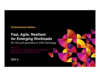 Fast, Agile, Resilient
for Emerging Workloads
X6: The sixth generation of EXA Technology
Alex Yost
Vice President, IBM PureSystems and System x
IBM Systems and Technology Group

 