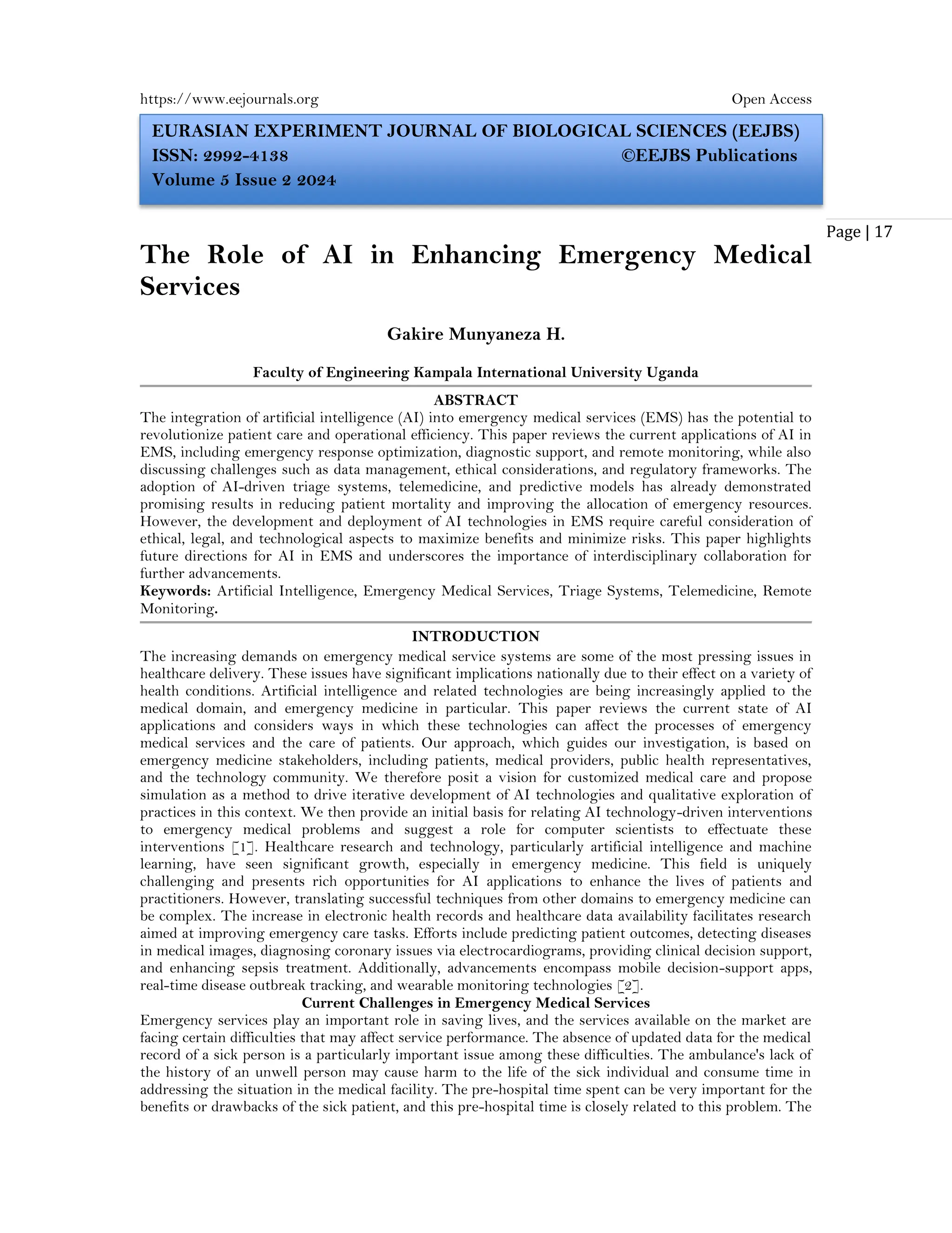 The Role of AI in Enhancing Emergency Medical Services (www.kiu.ac.ug ...