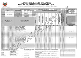 2019
Educativa Descentralizada
(UGEL)
1 8 0 0 0 1
Nombre de
UGEL
UGEL Mariscal Nieto
Estudiante
CORONEL MANUEL C. DE LA TORRE
0 5 2 4 6 3 7
Modalidad
(3)
EBR Grado
(5)
5 Turno
(7)
M
(4)
P
(6)
A
Apellidos y Nombres
SexoH/M
Periodo Lectivo
(8)
Inicio 11/03/2019 Fin 20/12/2019
Talleres
Comp.
Transv. (9)
CienciasSociales
EspecialidadOcupacional(14)
ArteyCultura
CastellanocomoSegundaLengua
Sedesenvuelveenentornosvirtuales
generadosporlasTIC
Gestionasuaprendizajedemanera
calificativominimoexigido(10)
MotivodeRetiro(12)
A B C D E F G H I J K L M N O P
10.minedu.gob.pe/siagie3/. Este formulario TIENE VALOR OFICIAL.
Dpto. MOQUEGUA
Prov. MARISCAL NIETO
Dist. MOQUEGUA
Centro Poblado
SAN FRANCISCO
:
:
(12) Motivo del Retiro :
Observaciones).
(13) Observaciones :
comunitarios.
(14) Especial. Ocupac. :
Observaciones(13)
Final X
Adelanto
Independientes
Aprendizajes Comunitarios
TABLA 1
(14)
1 D N I 8 1 6 5 8 2 0 6 ALVARADO TORREZ, Jose Maria H 11 11 12 11 15 12 12 11 10 10 13 13 2 RR
2 D N I 7 4 4 0 8 0 8 5 APAZA ROJAS, Edith Katherine M 17 18 18 17 17 17 18 17 14 14 16 16 0 PRO
3 D N I 7 2 7 6 8 5 3 2 ATENCIO RUELAS, Aylen Mayda M 17 12 15 13 15 13 13 15 16 14 14 14 0 PRO
4 D N I 7 1 3 3 2 5 6 4 CALIZAYA CATACORA, Daniel Junior H 13 13 13 12 09 13 13 12 11 11 13 13 1 RR
5 D N I 7 3 9 7 9 9 6 8 CASAZOLA LOPE, Lizbeth Anali M 18 15 18 14 18 15 19 16 14 14 16 16 0 PRO
6 D N I 7 6 2 3 8 8 2 4 CHAMBILLA CHAMBILLA, Yaneth Mariela M 14 12 15 10 16 13 14 17 12 11 14 14 1 RR
7 D N I 7 2 2 3 1 2 7 5 CONDORI CALLIZANA, Miriam Leydy M 18 18 18 15 17 15 19 18 14 15 16 17 0 PRO
8 D N I 7 7 0 9 4 6 4 6 CUADROS ZEBALLOS, Yidda Nicole M 15 14 17 14 18 12 15 16 13 13 16 16 0 PRO
9 D N I 7 3 3 7 7 2 5 7 ESCOBAR PAVIO, Luz Marina M 17 14 15 12 16 12 11 13 13 11 14 14 0 PRO
10 D N I 7 7 4 3 8 8 7 3 FERNANDEZ QUISPE, Jose Carlos H 12 13 11 12 14 11 12 11 12 11 13 13 0 PRO
11 D N I 7 1 7 2 6 0 2 3 JAILLITA MAMANI, Jesley Viviana M 17 13 17 13 17 13 15 16 13 11 14 12 0 PRO
12 D N I 7 7 4 2 4 8 3 2 JOSE QUISPE, Yulisa Lizbeth M 17 15 19 16 17 15 17 15 14 14 15 16 0 PRO
13 D N I 7 4 9 0 7 2 1 8 LAIME HUAYLLA, Steeven Yande H 12 14 11 14 15 13 11 17 15 13 14 15 0 PRO
14 D N I 7 5 2 5 5 5 3 7 LOPEZ SILVA, Yhanmarcos Yoel H 15 13 14 12 15 12 13 14 13 12 14 14 0 PRO
15 D N I 6 0 0 6 3 2 7 5 MAMANI ARCE, Noemy Maria M 17 13 19 16 18 14 16 16 13 13 17 16 0 PRO
16 D N I 7 6 8 0 9 8 8 3 MAMANI CAHUI, Diana Lizbeth M 18 13 17 11 17 13 13 16 13 12 16 14 0 PRO
17 D N I 7 6 9 6 7 2 4 0 MAMANI CONDORI, Guido Claudio H 11 13 14 11 13 11 11 12 11 10 13 12 1 RR
18 D N I 7 5 6 7 0 8 3 0 MAQUERA CCACYA, Jean Piers H 15 12 12 11 16 12 13 13 11 12 14 13 0 PRO
19 D N I 7 6 0 7 2 8 6 1 MARCA MANRIQUE, Ahely Jackeline M 16 14 18 15 17 14 16 16 15 14 16 15 0 PRO
20 D N I 7 4 5 7 5 4 9 9 VALENZUELA PERCA, Giosep Sebastian H 15 13 14 12 16 13 12 16 16 14 16 15 0 PRO
21 D N I 7 1 2 4 0 8 0 7 ZEVALLOS YUFRA, Joaquin Andre H 13 12 16 13 13 13 18 16 13 12 14 14 0 PRO
(2)
(1)
(3) Modalidad :
:
(5) Grado : 1, 2, 3 ,4, 5.
: A,B,C,D
(7) Turno :
(8) Periodo Lectivo :
(9) Comp. Transv. :
 